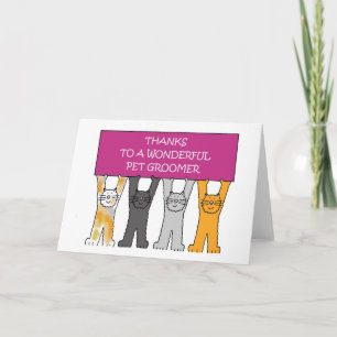 Thank You to Pet Groomer Cartoon Cats Card