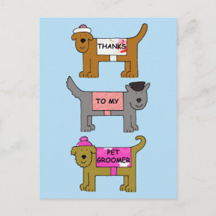 Thank You to Pet Groomer Cartoon Dogs Postcard