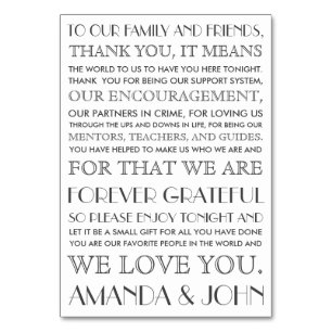 Thank you to wedding guests