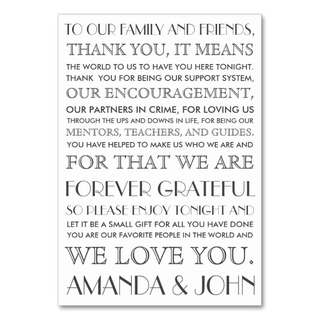 Thank you to wedding guests (Front)