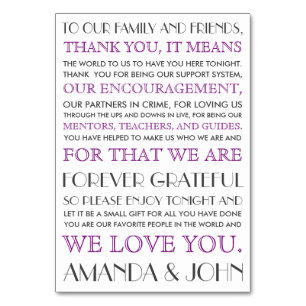 Thank you to wedding guests