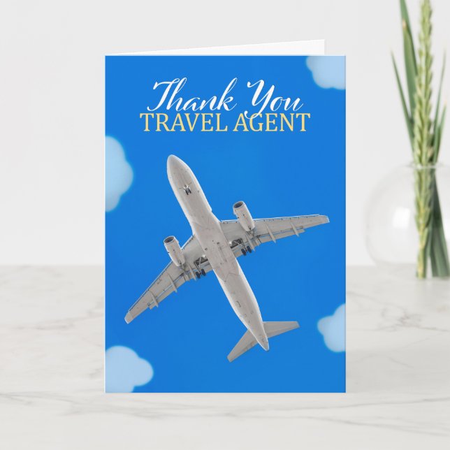 Thank You Travel Agent Commercial Airplan Photo Holiday Card (Front)