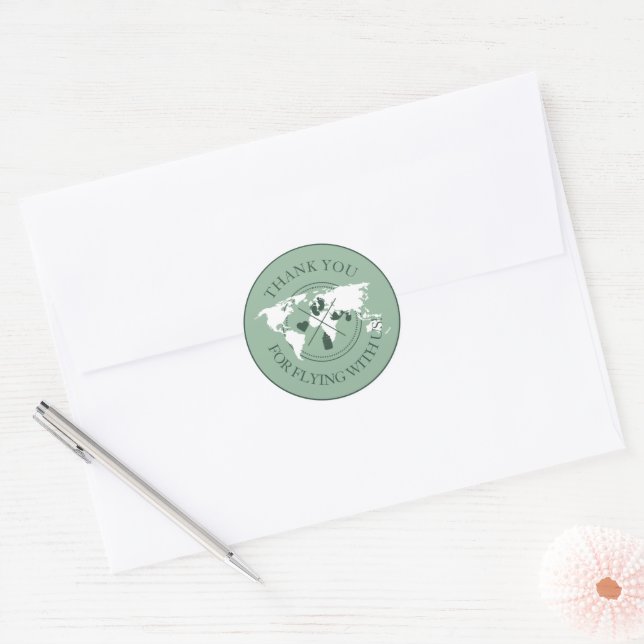 Thank you Travel Baby Shower Minimalist Modern Cla Classic Round Sticker (Envelope)