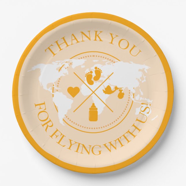 Thank you Travel Baby Shower Modern Decor Paper Plate (Front)