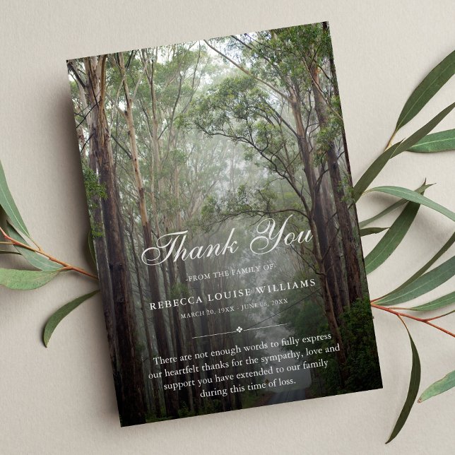 Thank You Trees Funeral Photo Sympathy Grief Card (Creator Uploaded)