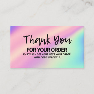 Thank you Trendy Colour Holo instagram Discount Business Card