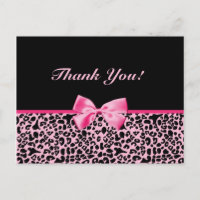 Thank You Trendy Pink And Black Leopard Ribbon