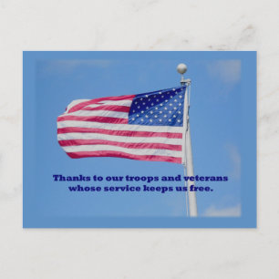 Thank You Troops American Flag Postcard