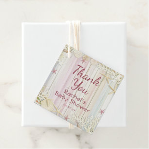 Thank You Tropical Beach Seashell Baby Shower Favour Tags