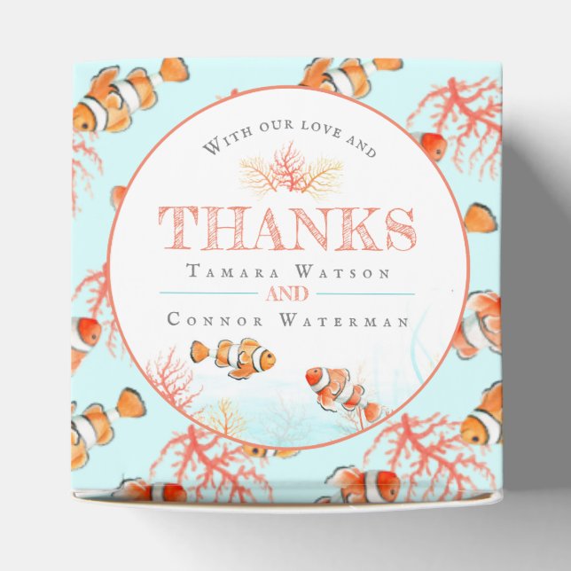 Thank you tropical fish watercolor custom favour box (Top)
