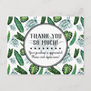 Thank You Tropical Foliage Palm Leaves & Greenery Postcard