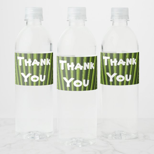 Thank You Tropical Green Palm Leaf Appreciation Water Bottle Label (Bottles)
