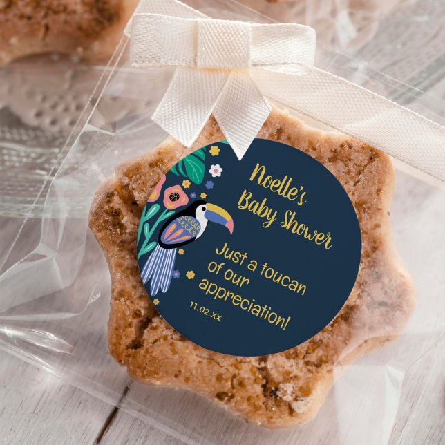 Thank You Tropical Toucan Bird Baby Shower Classic Round Sticker (Creator Uploaded)