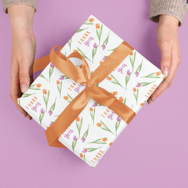 Thank You Tulip Wrapping Paper Sheets (Thank someone special with these beautiful tulip wrapping paper sheets! )