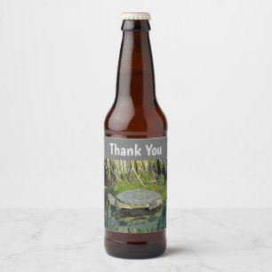 Thank You Turtle with Water Reflection Nature Beer Bottle Label