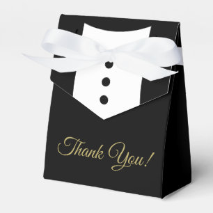 Thank You Tuxedo Black & Gold Wedding Favour Box