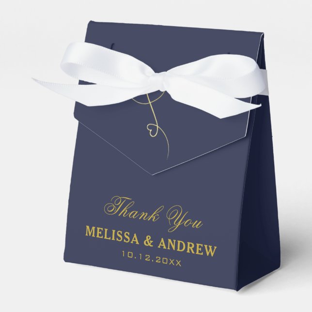 Thank You | Two Gold Hearts | Personalized Wedding Favour Box (Front Side)