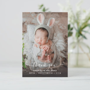 Thank You Two Photo Birth Announcement