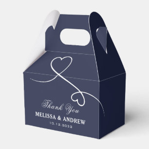Thank You Two White Hearts Personalised Wedding Favour Box