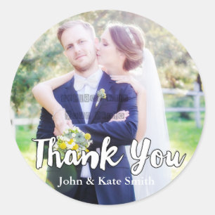 THANK YOU Typography 2 Wedding Favour Stickers