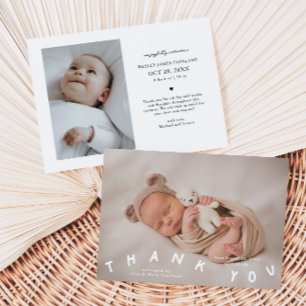 Thank You Typography Birth Announcement Photo