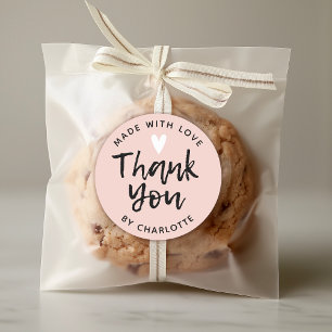 Thank You Typography blush pink Classic Round Stic Classic Round Sticker
