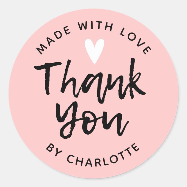 Thank You Typography blush pink Classic Round Sticker (Front)