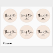 Thank you typography brush font pastel blush pink classic round sticker (Sheet)