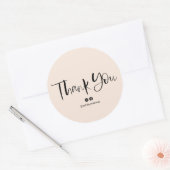 Thank you typography brush font pastel blush pink classic round sticker (Envelope)