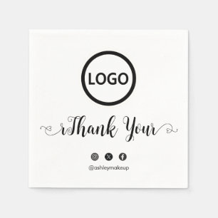 Thank You Typography Brush Logo Simple Classic Napkin