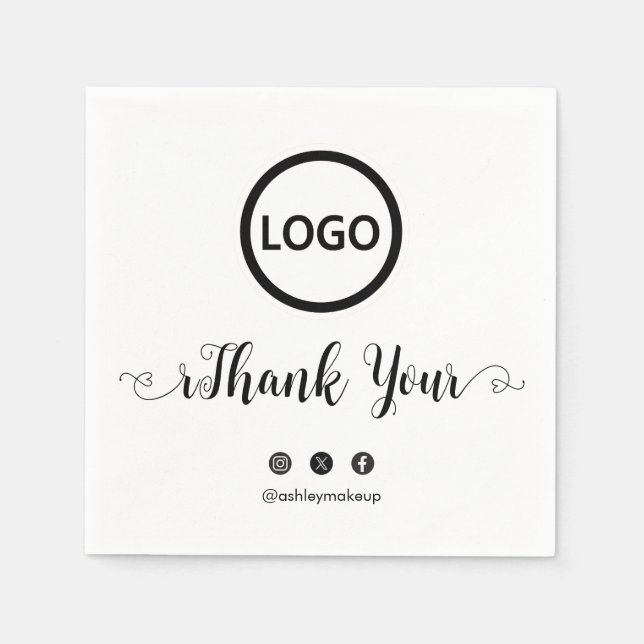 Thank You Typography Brush Logo Simple Classic Napkin (Front)