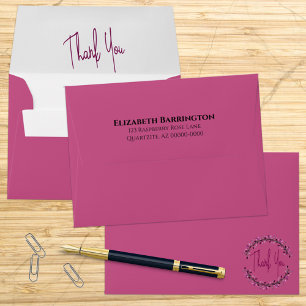 Thank You Typography Chic Purple Leaf Wreath Envelope