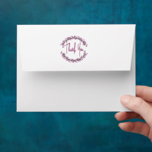 Thank You Typography Chic Purple Leaf Wreath Envelope