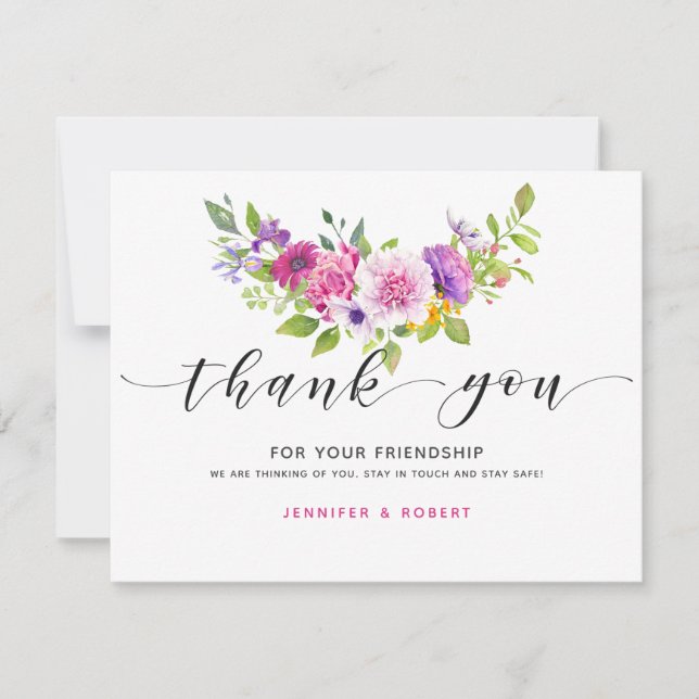 Thank you typography colourful floral bouquet (Front)