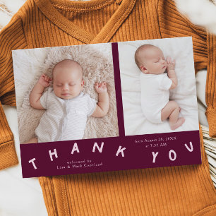 Thank You Typography Cranberry Birth Photo Announcement