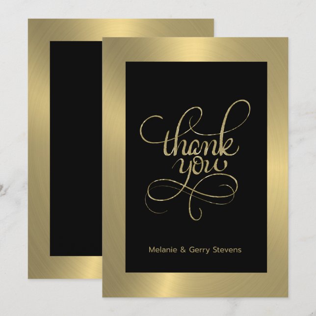 Thank you typography, gold on black background (Front/Back)