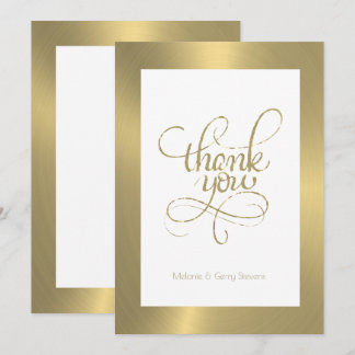 Thank you typography, gold on white background