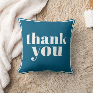 Thank You typography minimal blue  Cushion