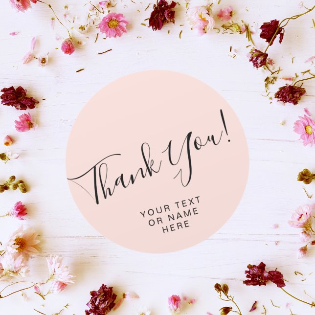 Thank you typography minimalist blush pink classic round sticker (Creator Uploaded)