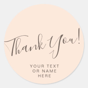 Thank you typography minimalist blush pink classic round sticker