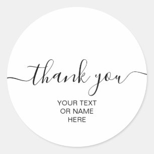 Thank you typography minimalist blush pink logo cl classic round sticker