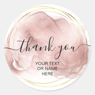 Thank you typography minimalist blush pink logo cl classic round sticker