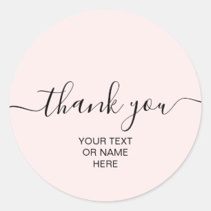 Thank you typography minimalist blush pink logo cl classic round sticker