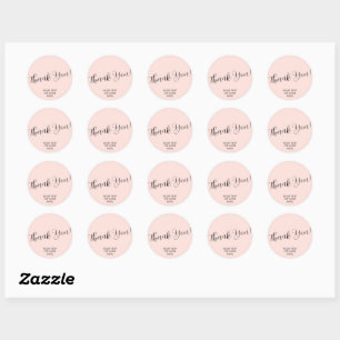 Thank You Typography Minimalist Elegant Blush Pink Classic Round Sticker
