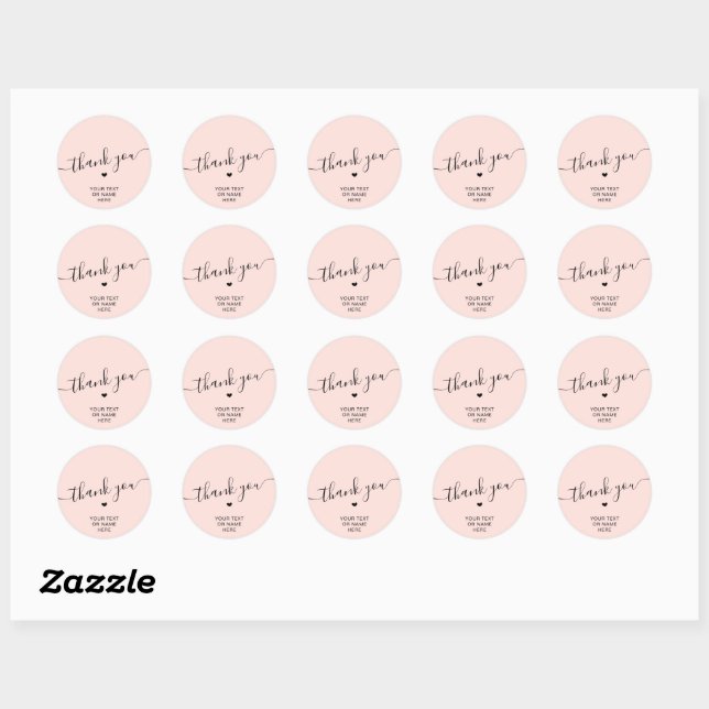 Thank You Typography Minimalist Elegant Blush Pink Classic Round Sticker (Sheet)