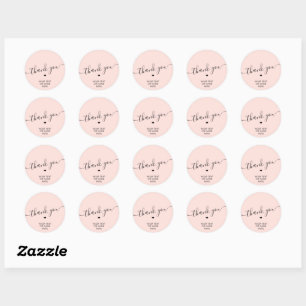 Thank You Typography Minimalist Elegant Blush Pink Classic Round Sticker