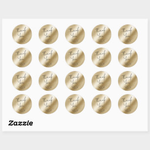 Thank you typography minimalist gold classic round sticker