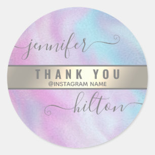 Thank you typography minimalist gold foil classic round sticker