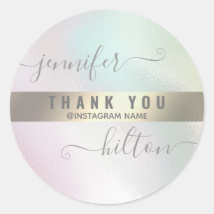 Thank you typography minimalist gold foil classic round sticker