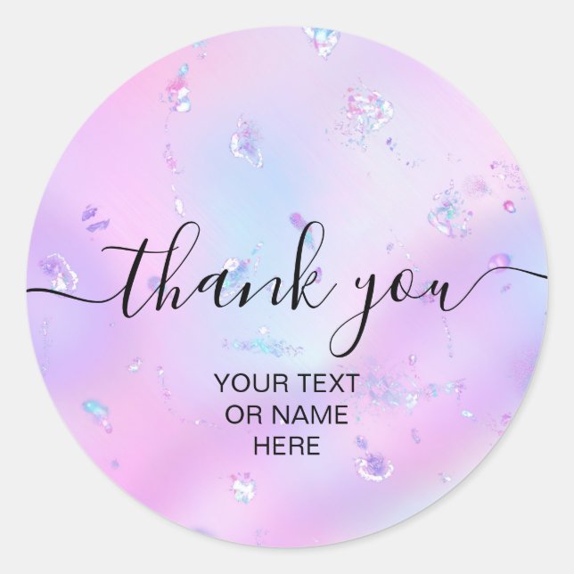 Thank you typography minimalist iridescent opal classic round sticker (Front)